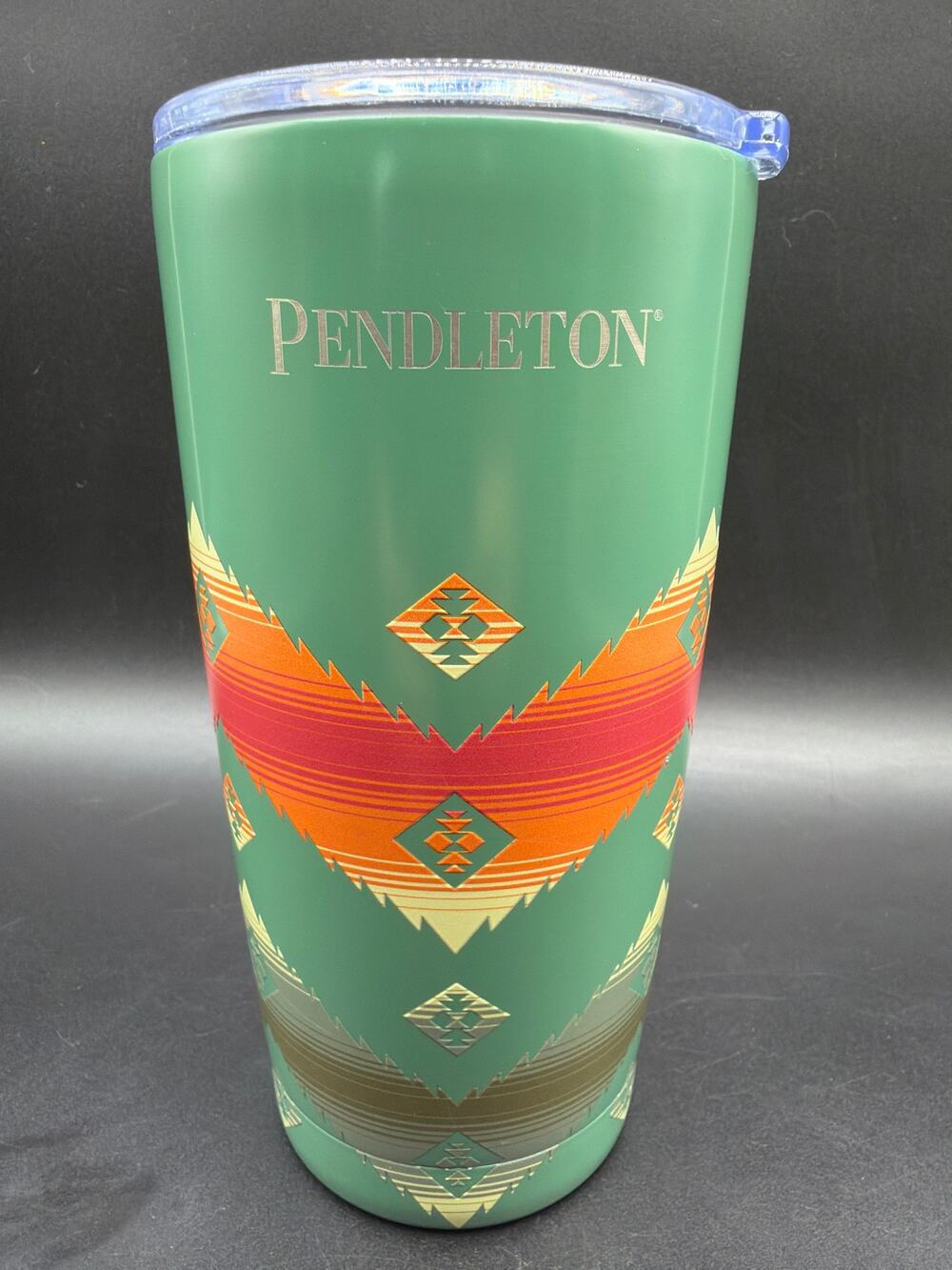 Pendleton 20oz Stainless Steel Travel Tumbler Green Southwest Pattern With Lid